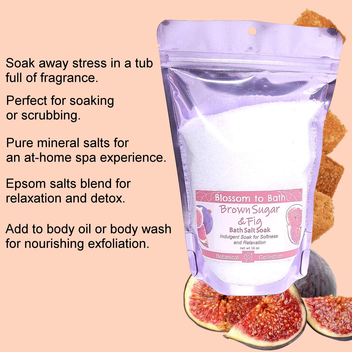 Brown Sugar & Fig Bath Salt Soak (16 ounce) - Natural Fragrance