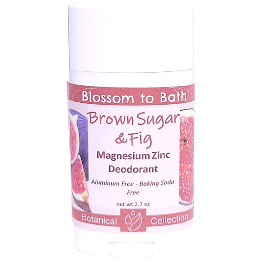 Buy Blossom to Bath Brown Sugar & Fig Magnesium Zinc Deodorant from Flowersong Soap Studio.   Natural Deodorant Protection with a Long Lasting Luxury Sweet and Fruity Scent Made from Pure Botanicals and Butters .  A warm, syrupy blend of fig and brown sugar that feels cozy, sweet, and naturally indulgent.