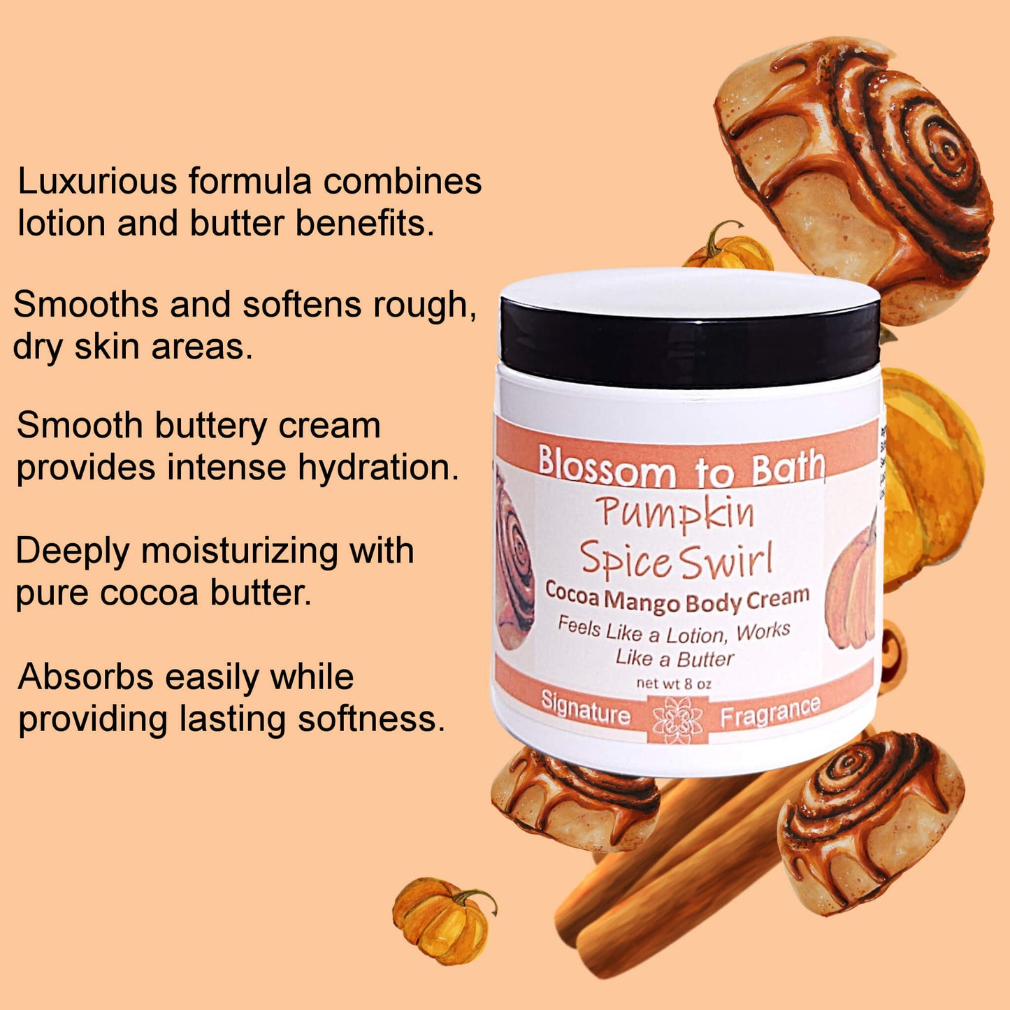 Pumpkin Spice Swirl Cocoa Mango Body Cream (8 Ounce) - Phthalate Free Fragrance