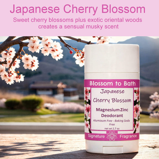 Japanese Cherry Blossom Magnesium Zinc Deodorant (2 Pack) - Phthalate Free Fragrance