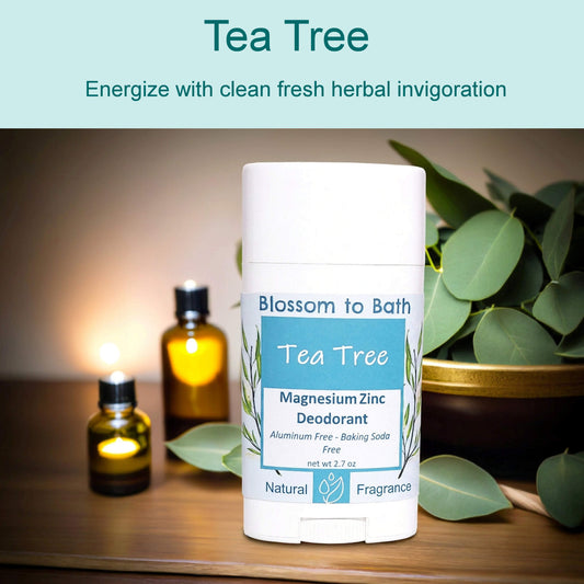 Tea Tree Magnesium Zinc Deodorant (2 Pack) - Pure Essential Oil Fragrance