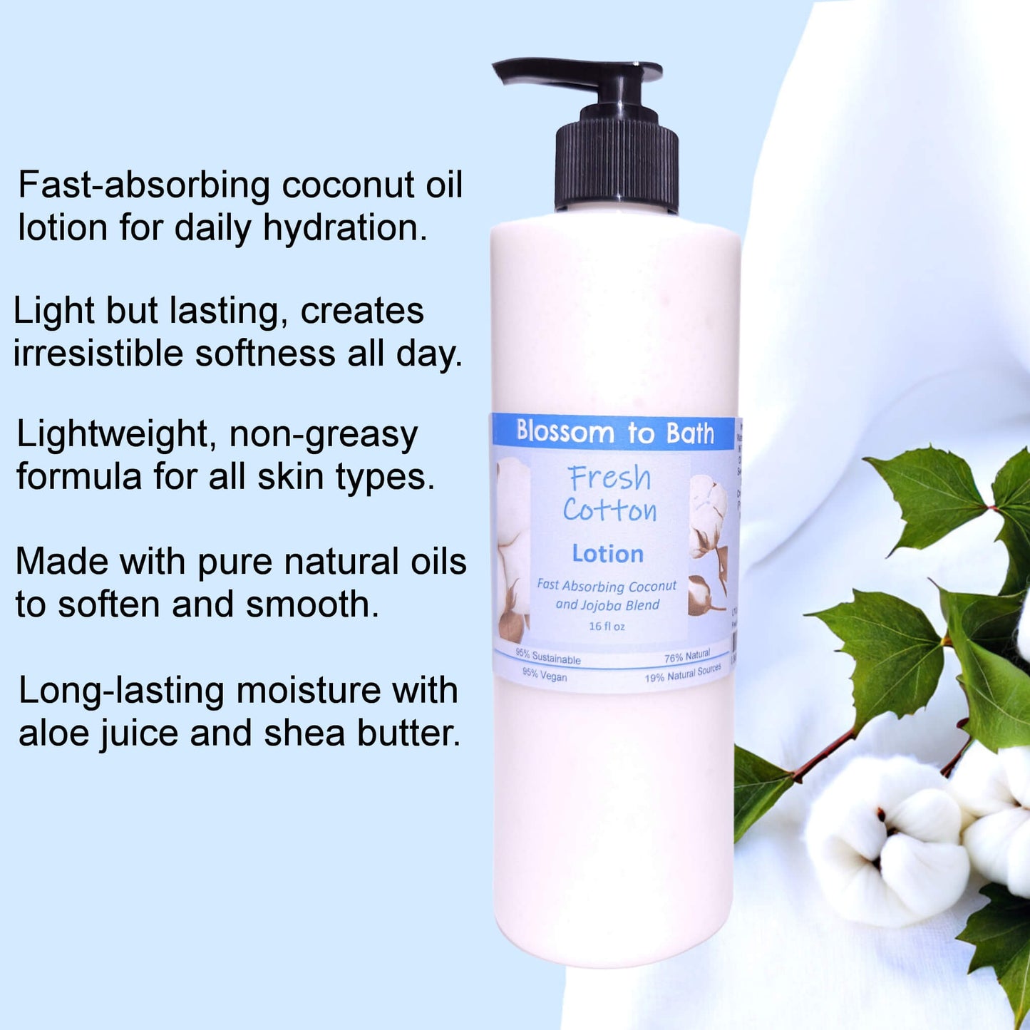 Fresh Cotton Lotion (16 ounce) - Phthalate Free Fragrance