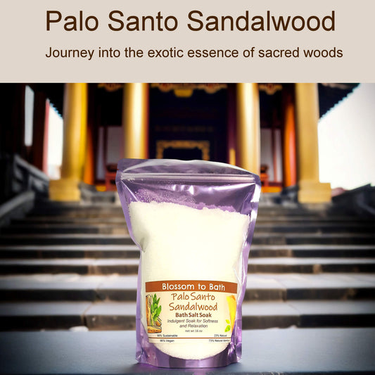 Palo Santo Sandalwood Bath Salt Soak (16 ounce) - Phthalate Free Fragrance