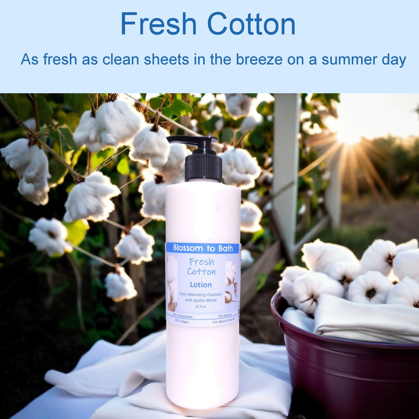 Fresh Cotton Lotion (16 ounce) - Phthalate Free Fragrance