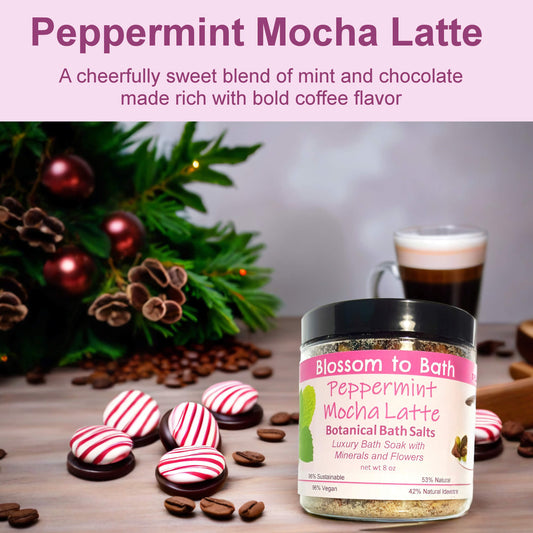 Peppermint Mocha Latte Botanical Bath Salts (8 ounce) - Phthalate Free Fragrance