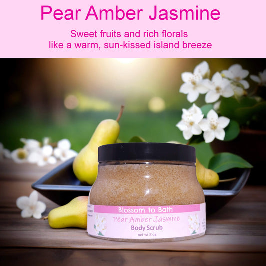 Pear Amber Jasmine Body Scrub (8 Ounce) - Phthalate Free Fragrance