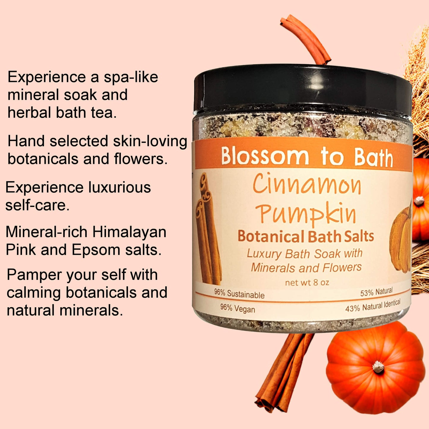 Cinnamon Pumpkin Botanical Bath Salts (8 ounce) - Phthalate Free Fragrance