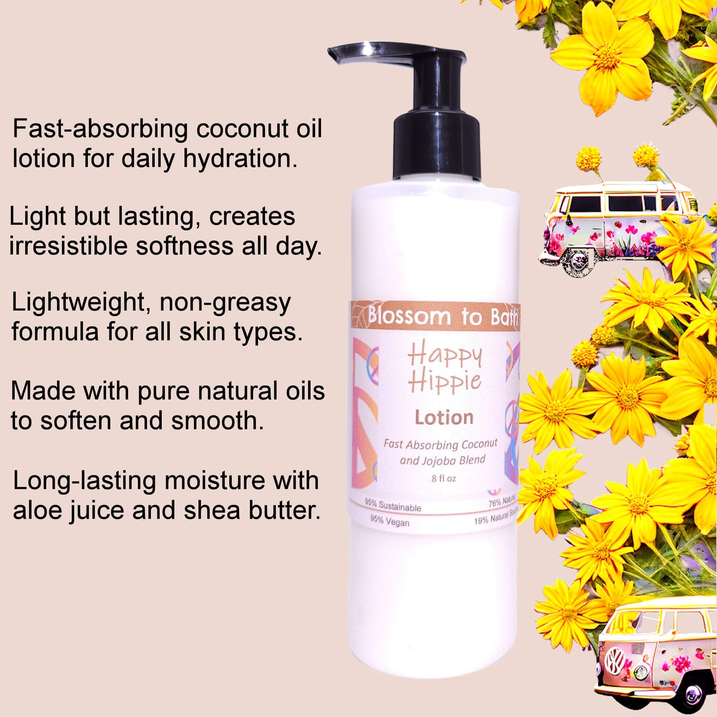Happy Hippie Lotion (8 Ounce) - Pure Essential Oil Fragrance