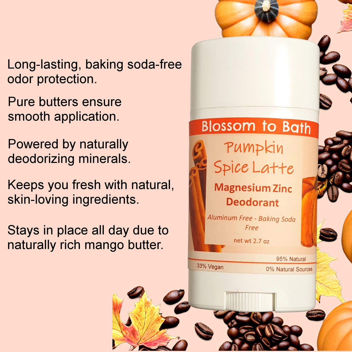 Pumpkin Spice Latte Magnesium Zinc Deodorant (2.7 ounce) - Phthalate Free Fragrance