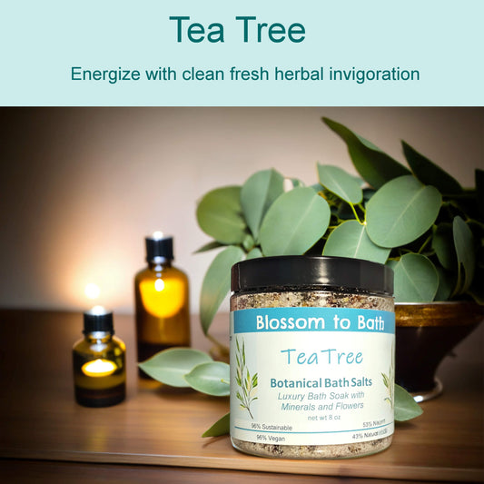 Tea Tree Botanical Bath Salts (8 ounce) - Pure Essential Oil Fragrance