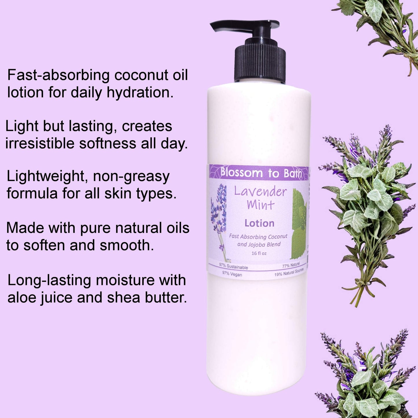 Lavender Mint Lotion (16 ounce) - Pure Essential Oil Fragrance