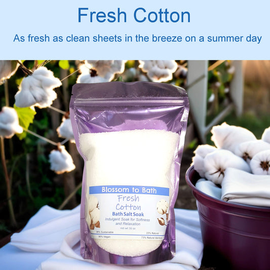 Fresh Cotton Bath Salt Soak (16 ounce) - Phthalate Free Fragrance