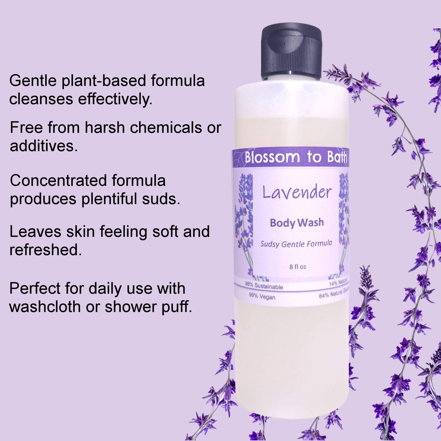 Lavender Body Wash (8 Ounce) - Pure Essential Oil Fragrance