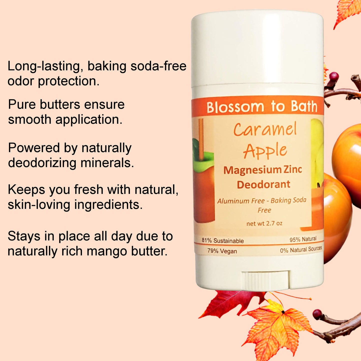 Caramel Apple Magnesium Zinc Deodorant (2.7 ounce) - Phthalate Free Fragrance