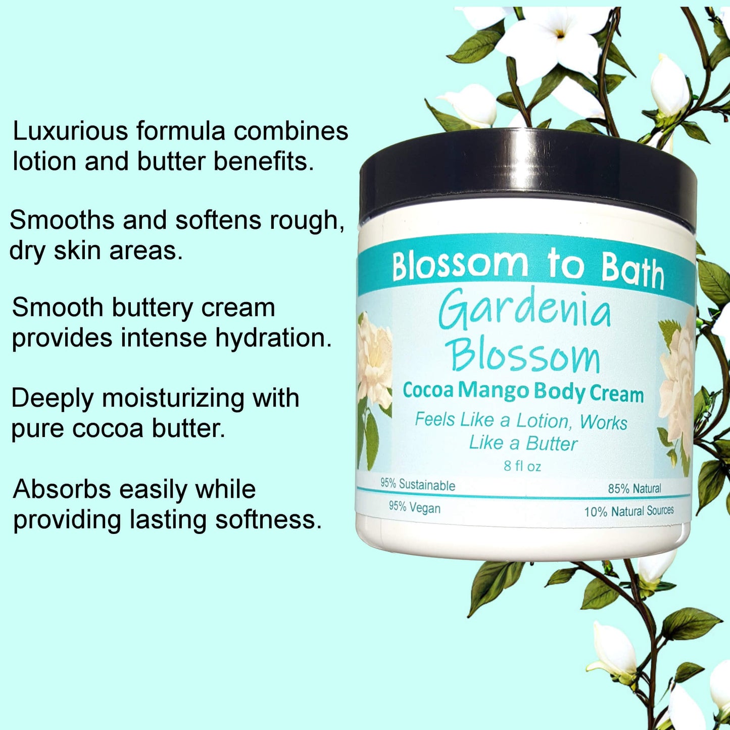Gardenia Blossom Cocoa Mango Body Cream (8 Ounce) - Phthalate Free Fragrance