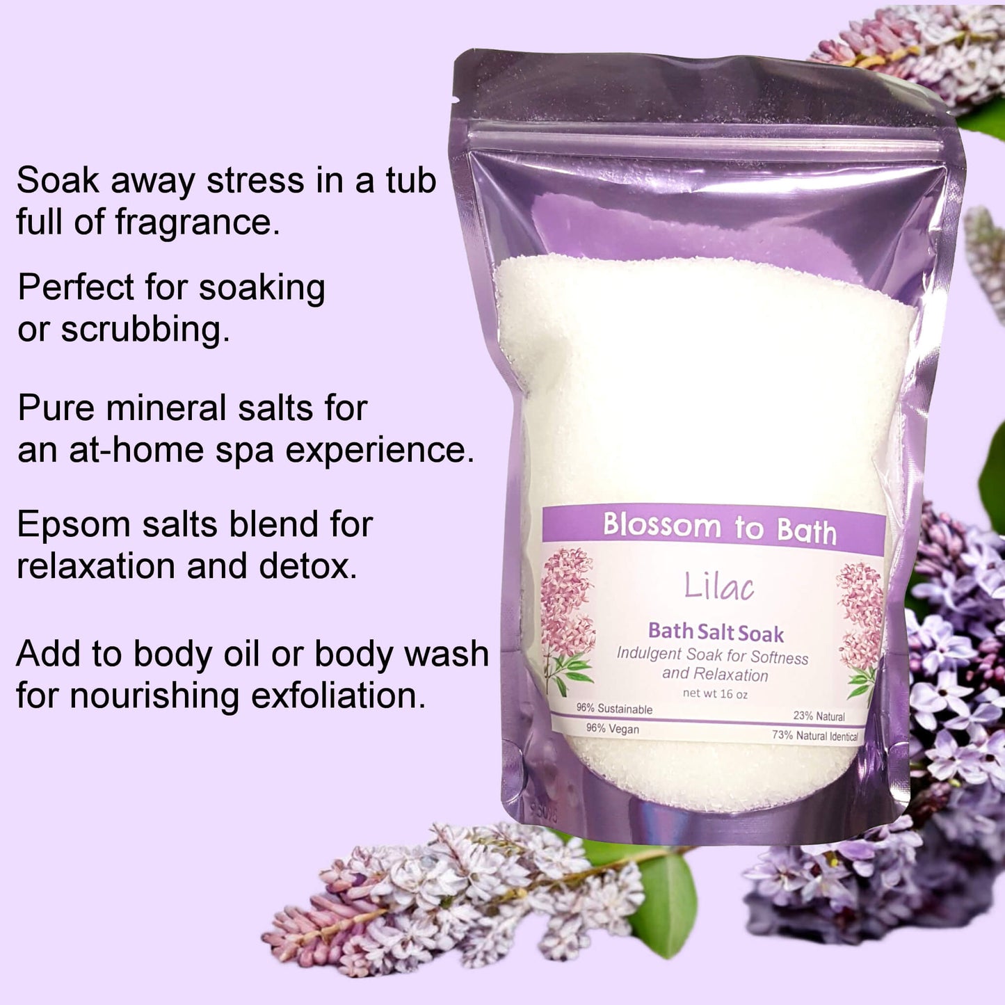 Lilac Bath Salt Soak (16 ounce) - Phthalate Free Fragrance