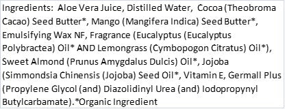 Eucalyptus Lemongrass Cocoa Mango Body Cream (8 Ounce) - Pure Essential Oil Fragrance