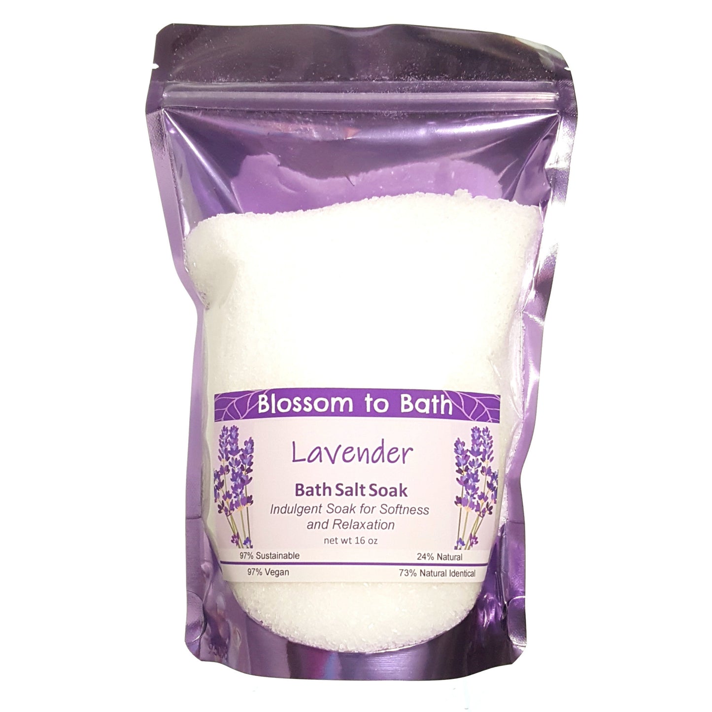 Lavender Bath Salt Soak (16 ounce) - Pure Essential Oil Fragrance