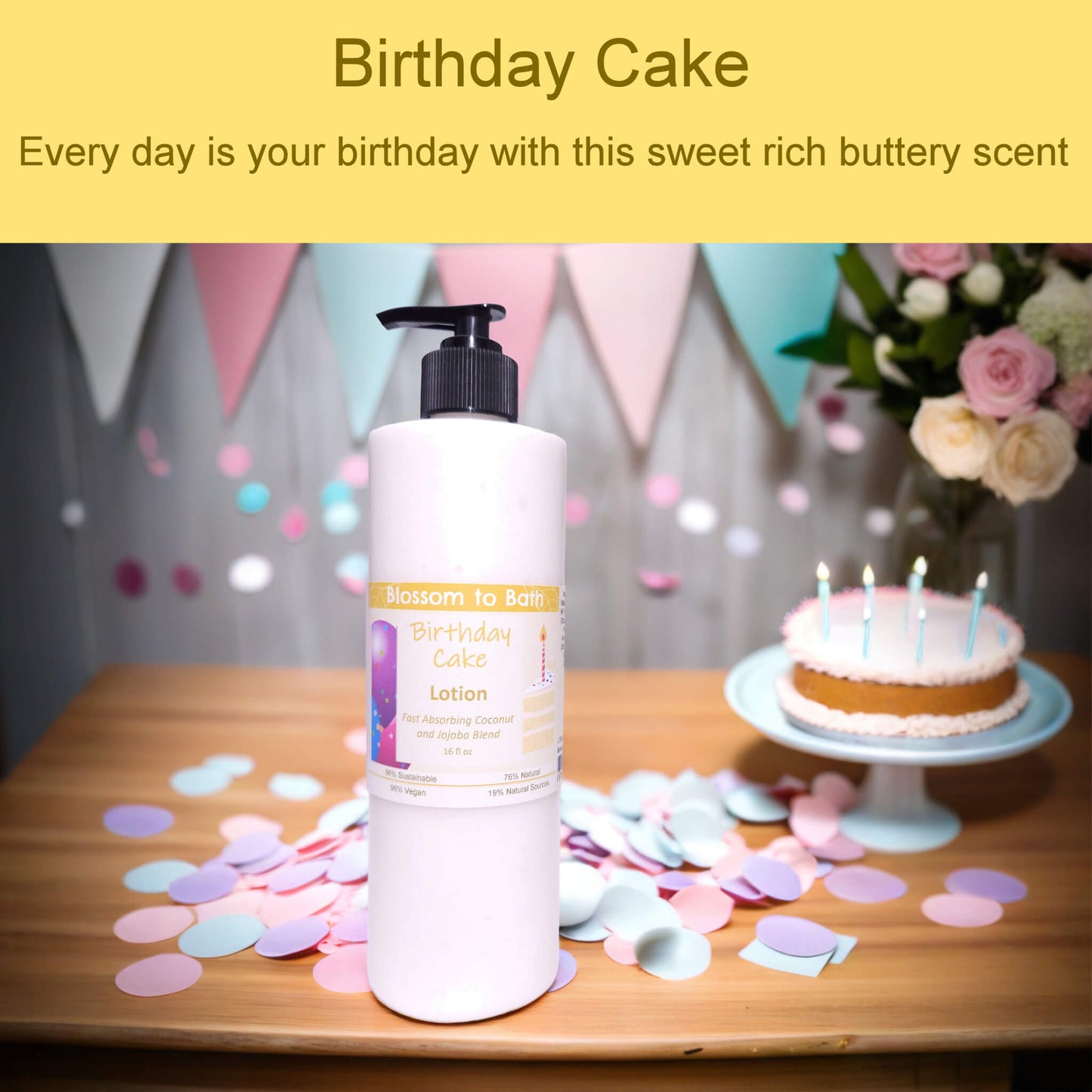 Birthday Cake Lotion (16 ounce) - Natural Fragrance