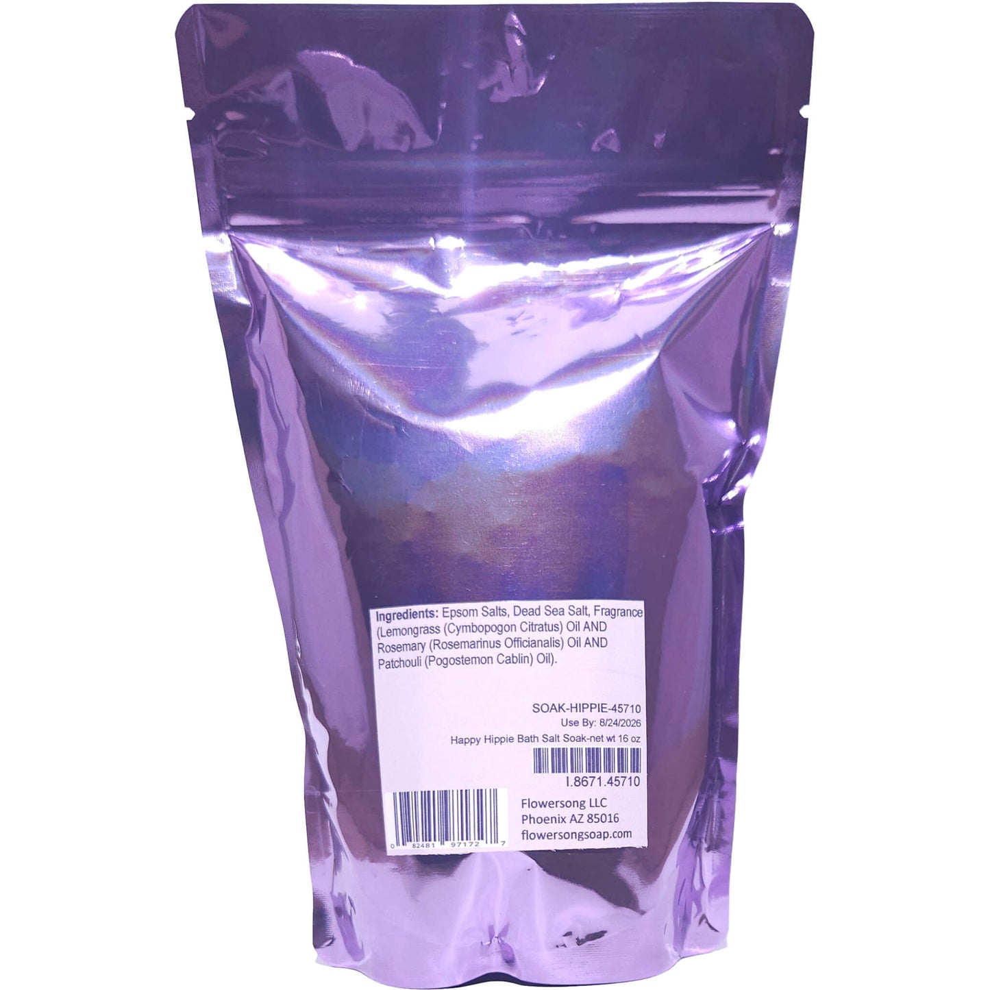 Happy Hippie Bath Salt Soak (16 ounce) - Pure Essential Oil Fragrance