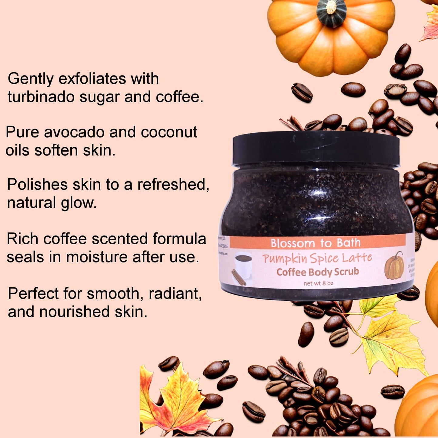 Pumpkin Spice Latte Coffee Body Scrub (8 ounce) - Phthalate Free Fragrance