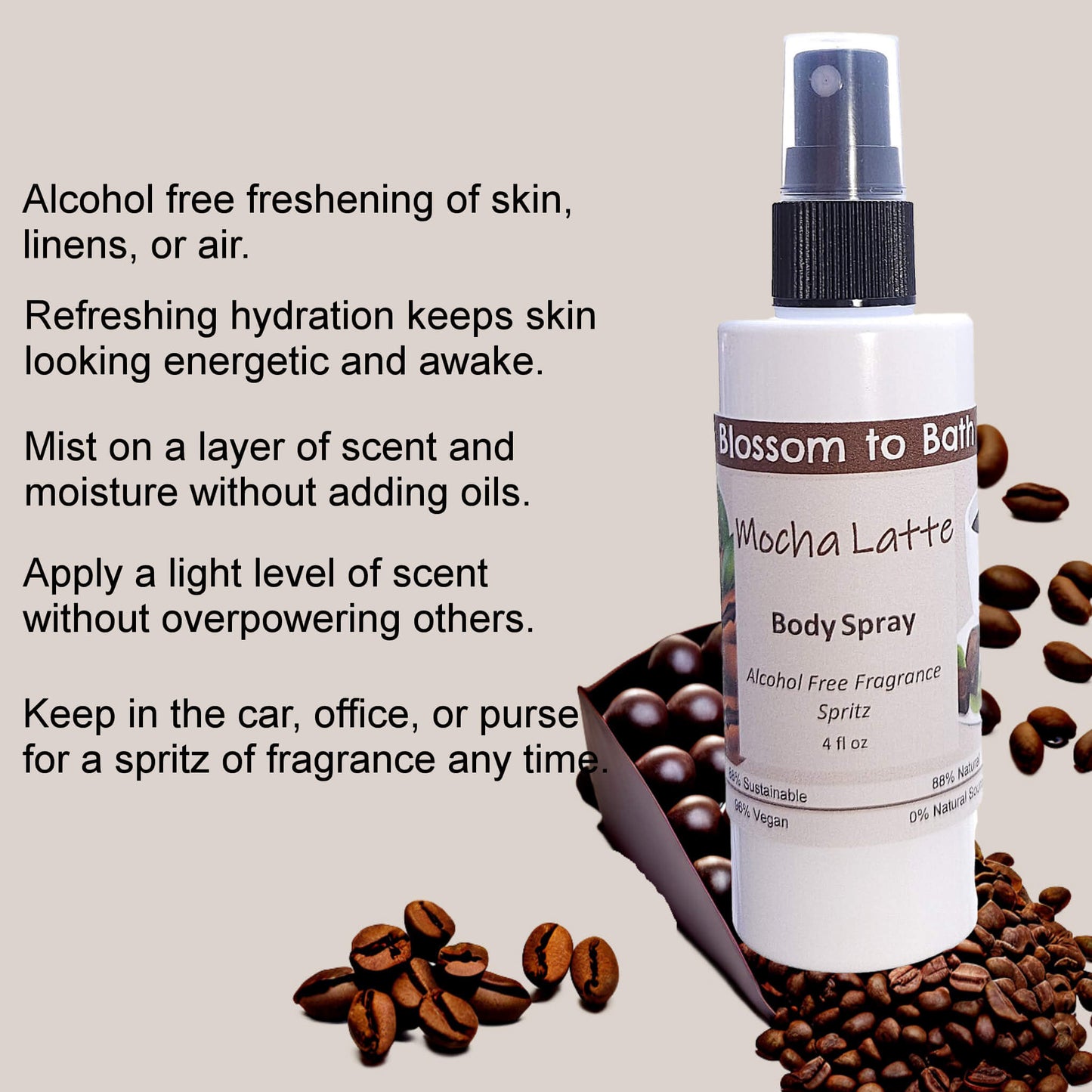 Mocha Latte Body Spray (4 Ounce) - Phthalate Free Fragrance