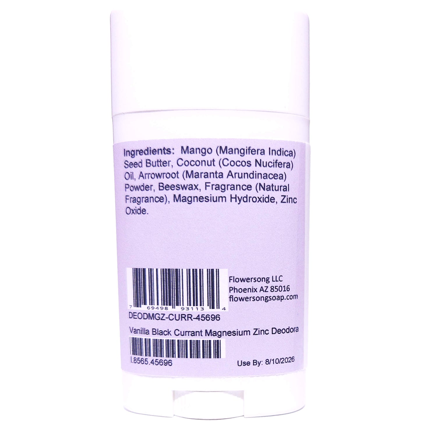 Vanilla Black Currant Magnesium Zinc Deodorant (2.7 ounce) - Natural Fragrance