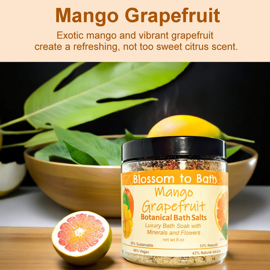 Mango Grapefruit Botanical Bath Salts (8 ounce) - Natural Fragrance
