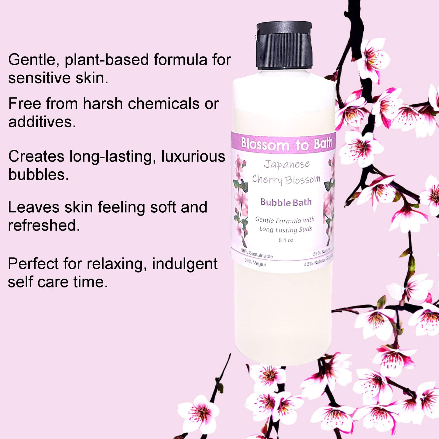 Japanese Cherry Blossom Bubble Bath (8 ounce) - Phthalate Free Fragrance