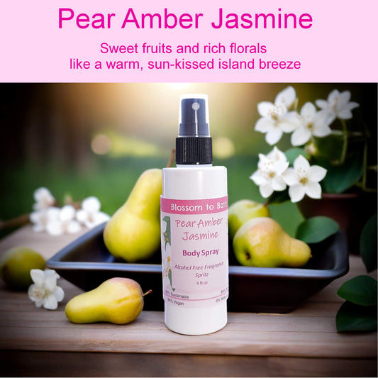 Pear Amber Jasmine Body Spray (4 Ounce) - Phthalate Free Fragrance