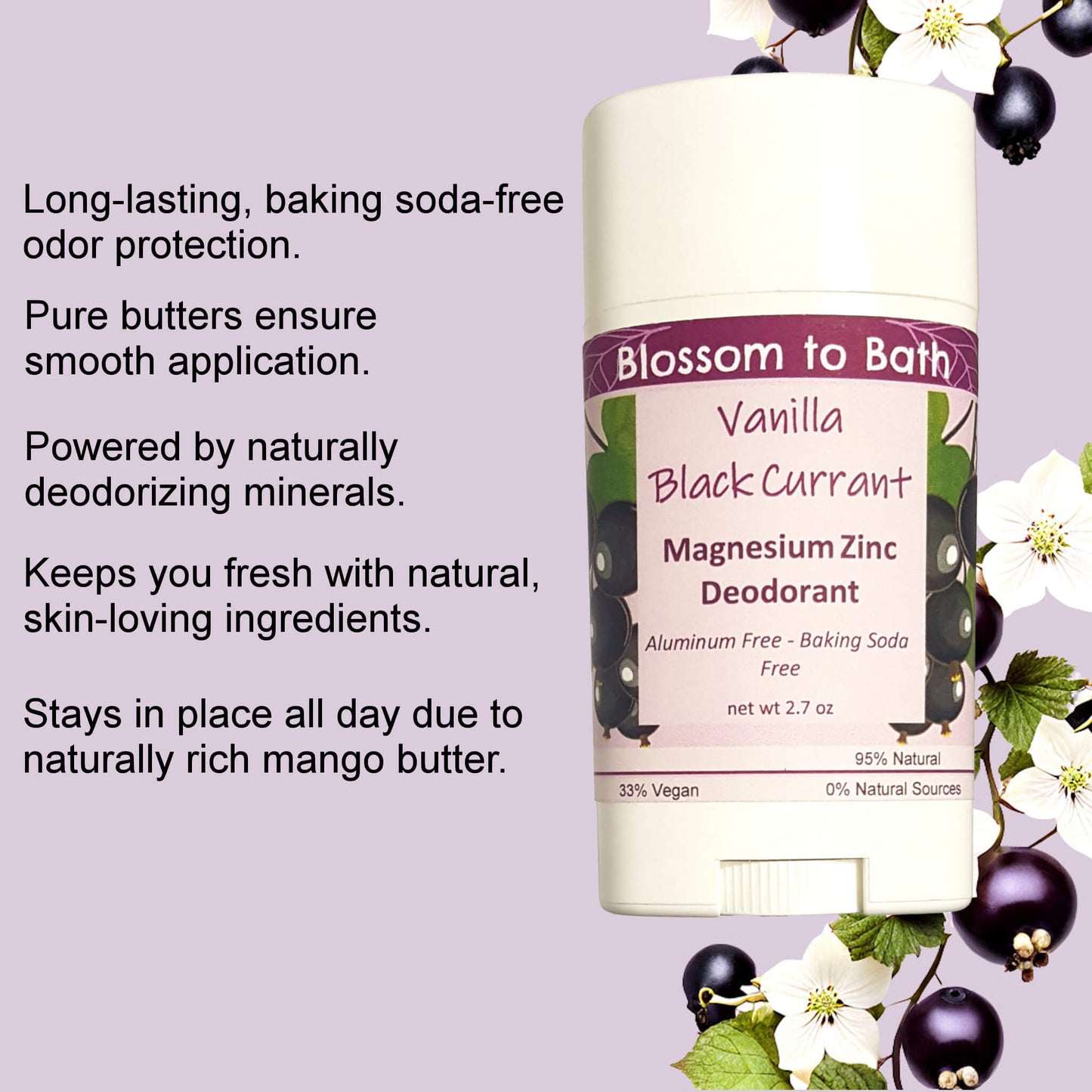 Vanilla Black Currant Magnesium Zinc Deodorant (2.7 ounce) - Natural Fragrance