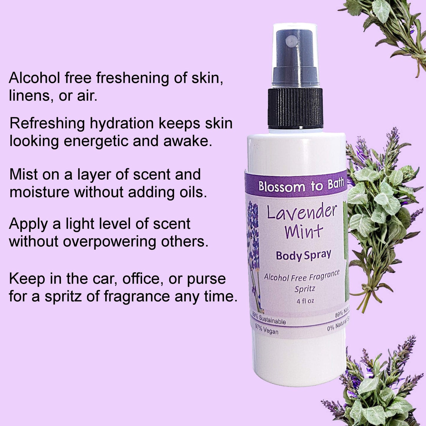 Lavender Mint Body Spray (4 Ounce) - Pure Essential Oil Fragrance