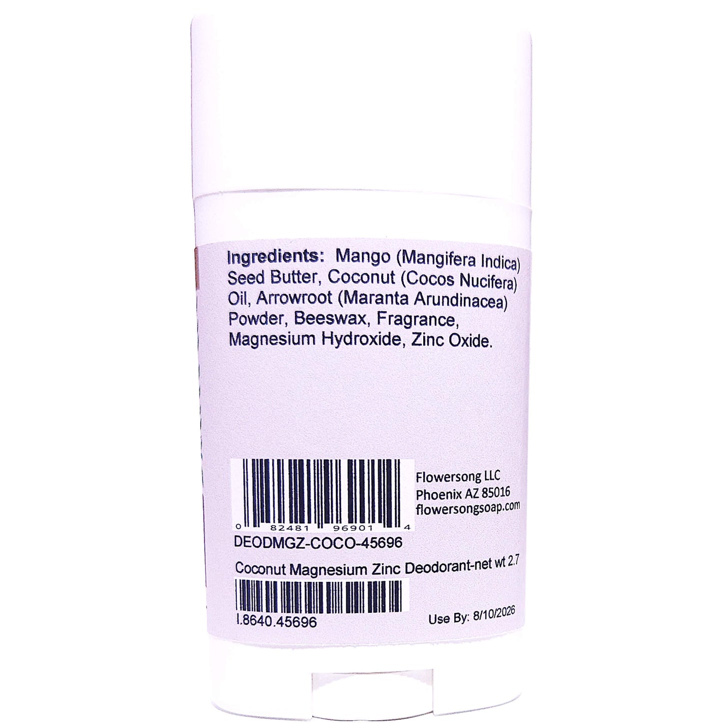 Coconut Magnesium Zinc Deodorant (2.7 ounce) - Phthalate Free Fragrance