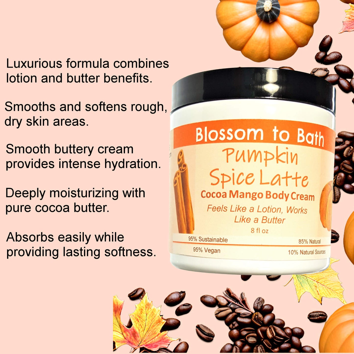Pumpkin Spice Latte Cocoa Mango Body Cream (8 Ounce) - Phthalate Free Fragrance