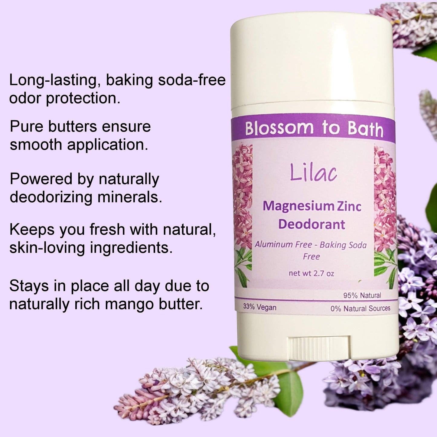Lilac Magnesium Zinc Deodorant (2.7 ounce) - Phthalate Free Fragrance