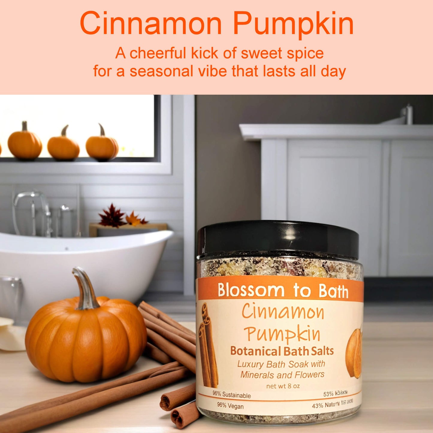 Cinnamon Pumpkin Botanical Bath Salts (8 ounce) - Phthalate Free Fragrance