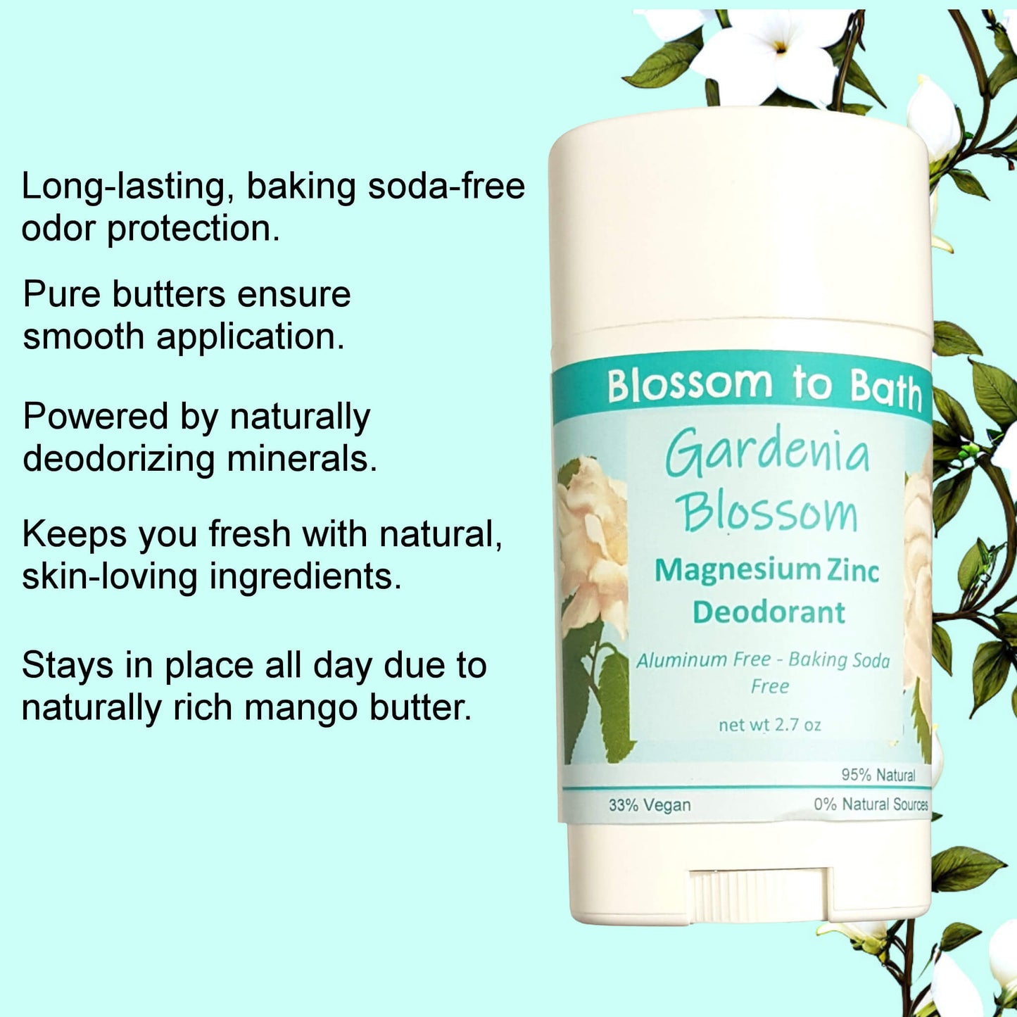 Gardenia Blossom Magnesium Zinc Deodorant (2.7 ounce) - Phthalate Free Fragrance