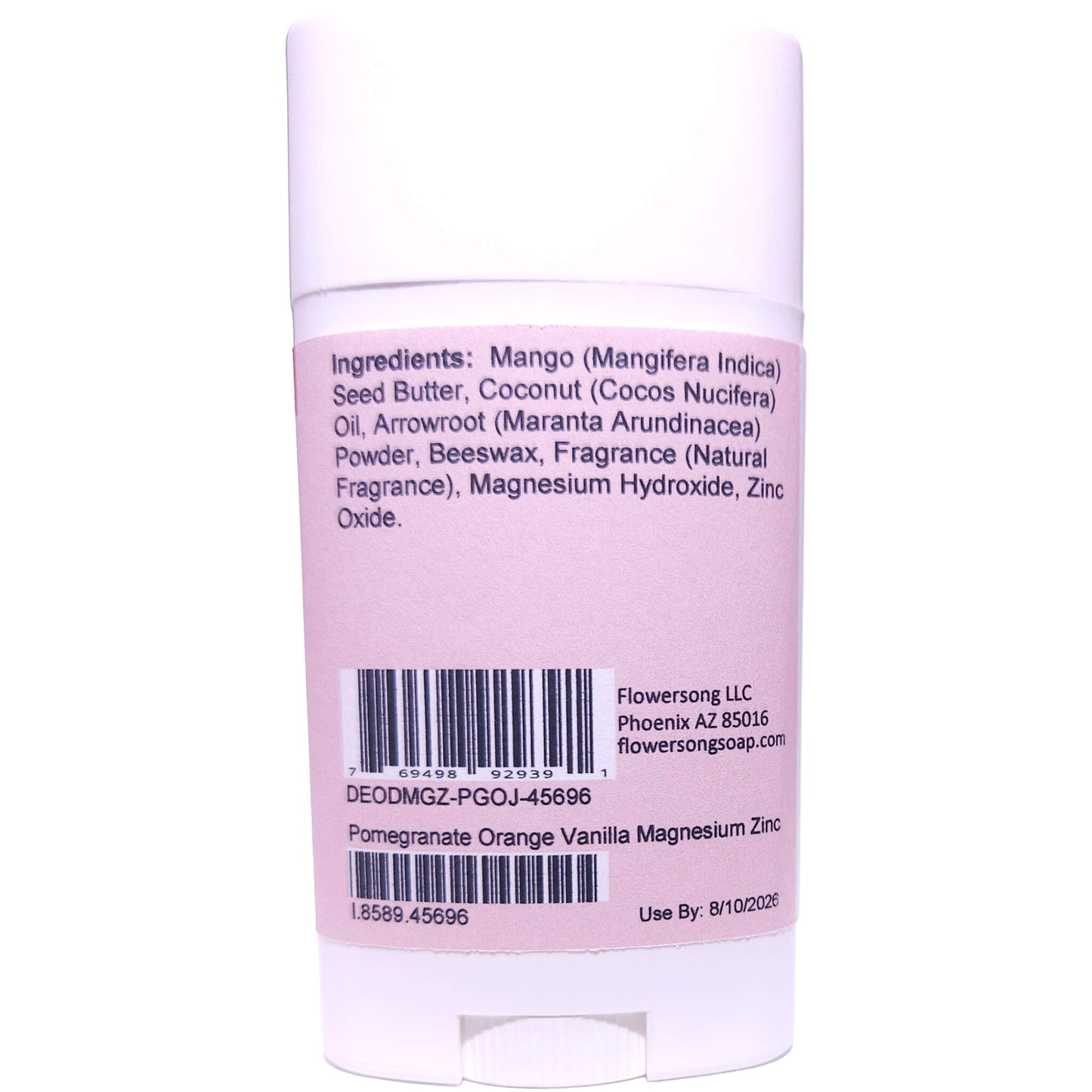 Pomegranate Orange Vanilla Magnesium Zinc Deodorant (2.7 ounce) - Natural Fragrance