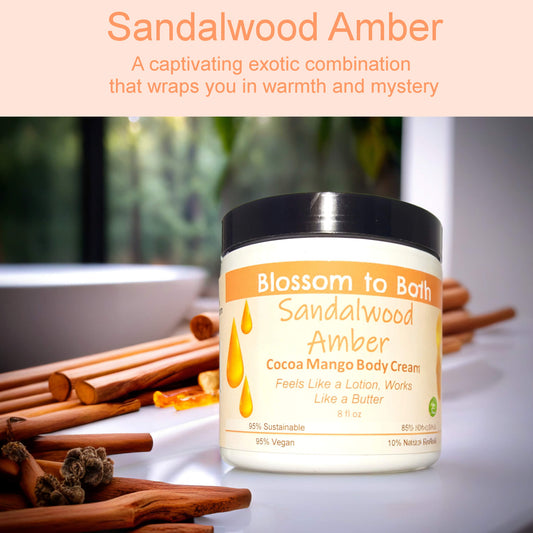 Sandalwood Amber Cocoa Mango Body Cream (8 Ounce) - Phthalate Free Fragrance