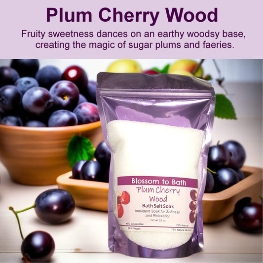 Plum Cherry Wood Bath Salt Soak (16 ounce) - Phthalate Free Fragrance