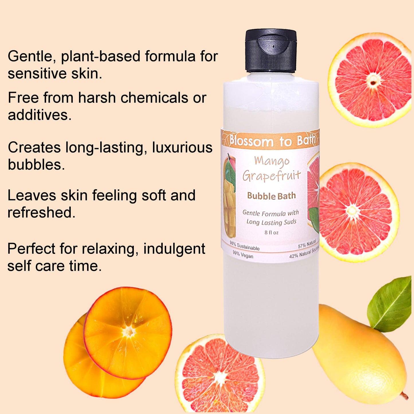 Mango Grapefruit Bubble Bath (8 ounce) - Natural Fragrance