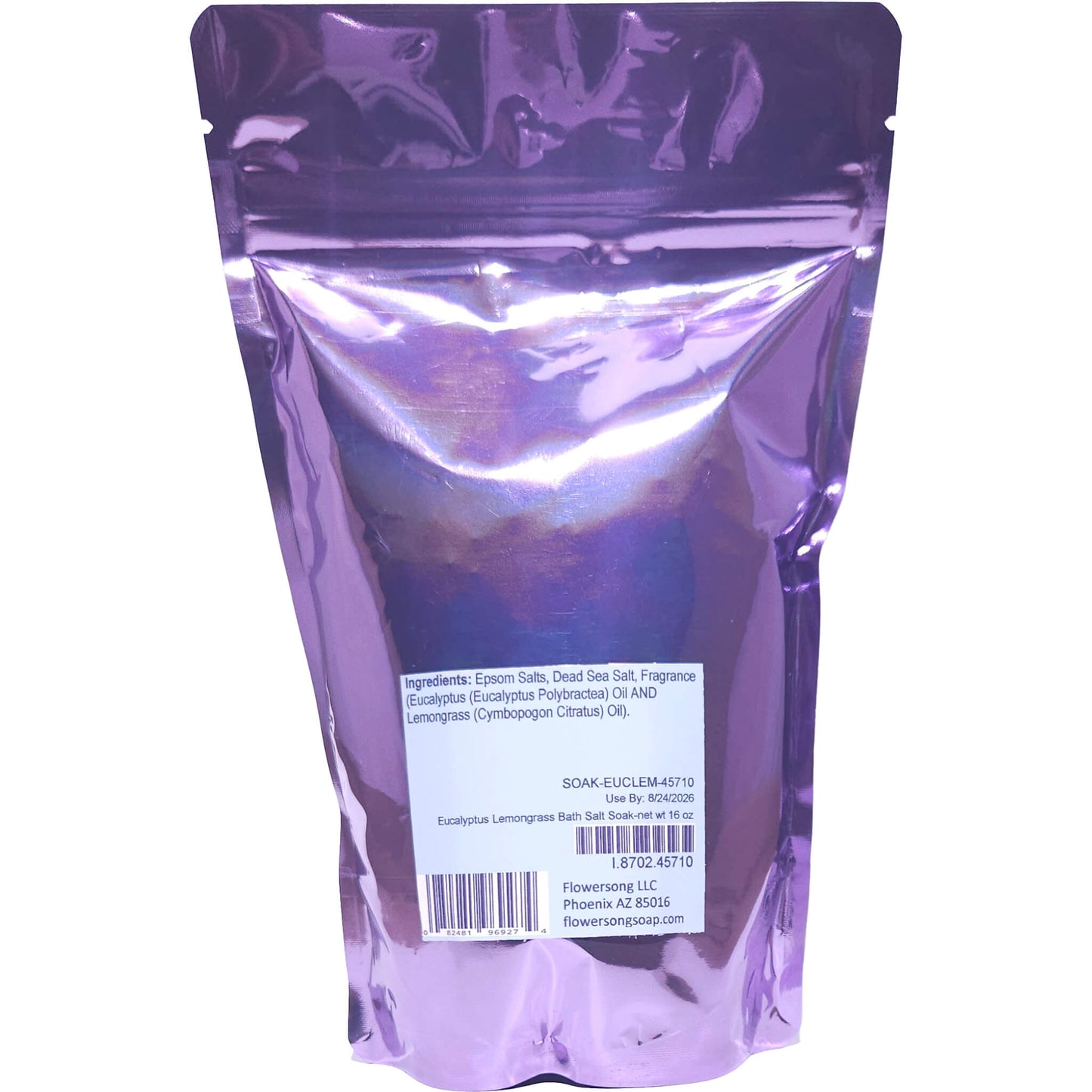 Eucalyptus Lemongrass Bath Salt Soak (16 ounce) - Pure Essential Oil Fragrance