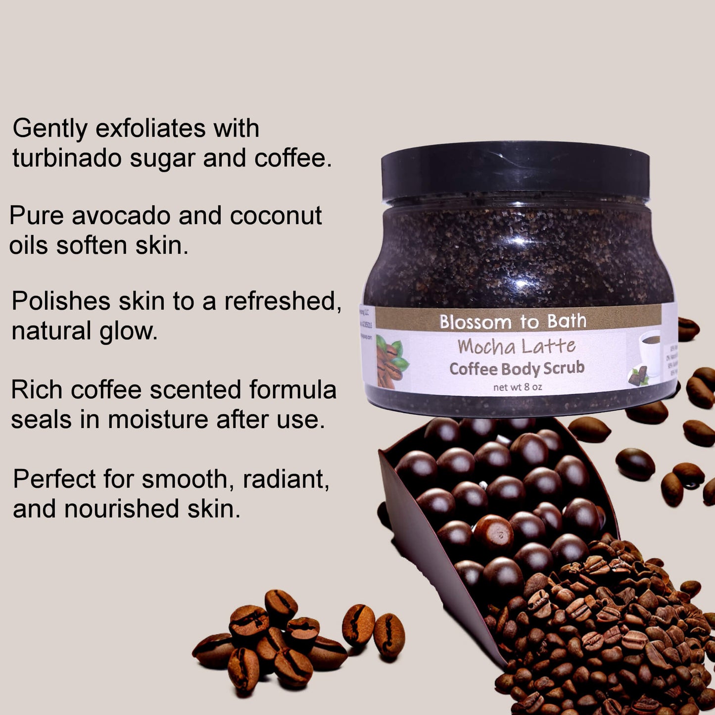 Mocha Latte Coffee Body Scrub (8 ounce) - Phthalate Free Fragrance