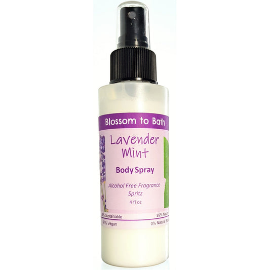 Buy Blossom to Bath Lavender Mint Body Spray from Flowersong Soap Studio.  Natural luxurious freshening of skin, linens, or air  A cheerfully relaxing combination of lavender and peppermint.