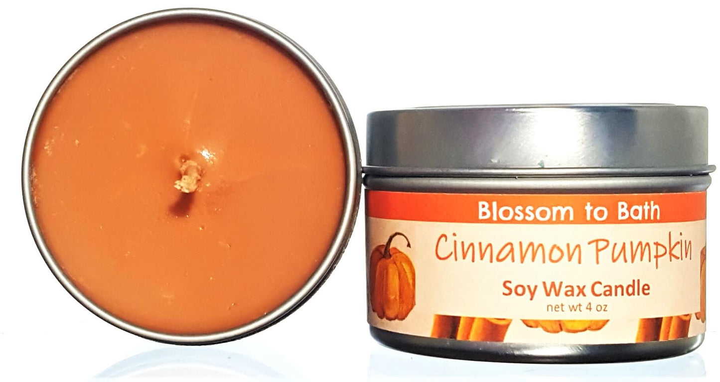 Buy Blossom to Bath Cinnamon Pumpkin Soy Wax Candle from Flowersong Soap Studio. Fill the air with a charming fragrance that lasts for hours An engaging, cheerful scent filled with sweet vanilla and warm spice.