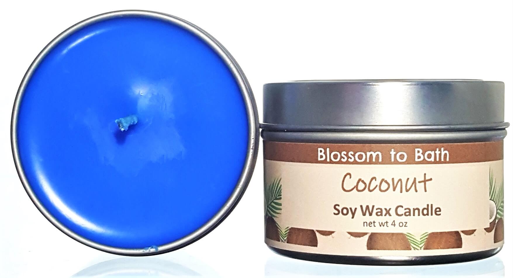 Buy Blossom to Bath Coconut Soy Wax Candle from Flowersong Soap Studio.  Fill the air with a charming fragrance that lasts for hours  Bold coconut swirled with tropical fruit.