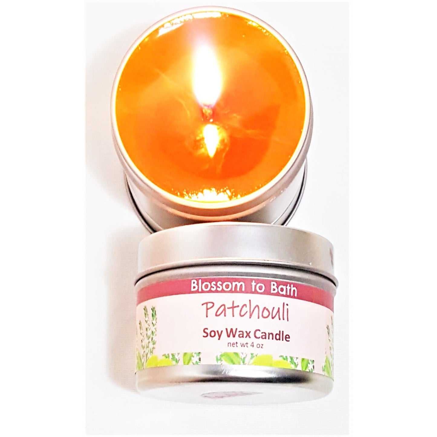 Buy Blossom to Bath Patchouli Soy Wax Candle from Flowersong Soap Studio.  Fill the air with a charming fragrance that lasts for hours  The pure earthy, woody, spicy scent of straight Patchouli.