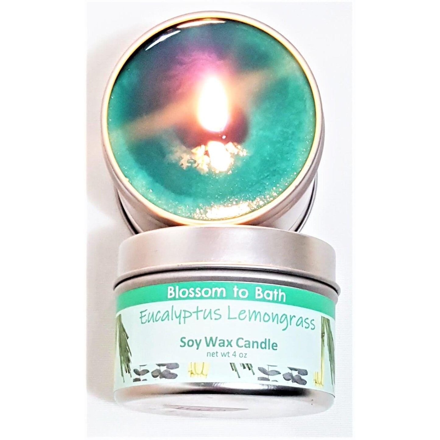 Buy Blossom to Bath Eucalyptus Lemongrass Soy Wax Candle from Flowersong Soap Studio.  Fill the air with a charming fragrance that lasts for hours  Fresh, sweet herbally clean scent of lemongrass and bracing Eucalyptus.