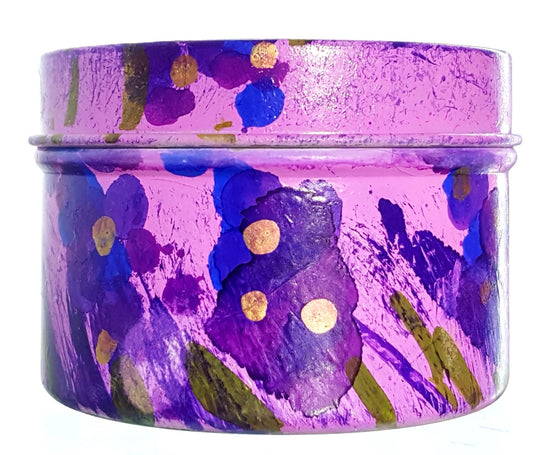 Buy Blossom to Bath Lavender Handpainted Soy Wax Candle from Flowersong Soap Studio.  Enjoy one of a kind décor and fill the air with a charming fragrance that lasts for hours  Classic lavender scent that is relaxing and comforting.