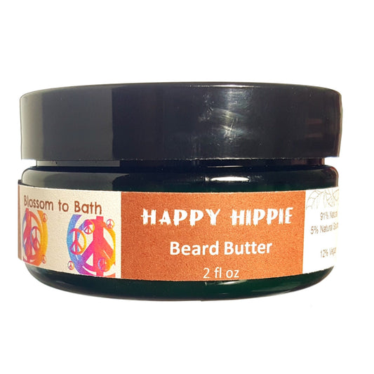 Buy Blossom to Bath Happy Hippie Beard Butter from Flowersong Soap Studio.  For control and softening, a conditioning blend of Organic butters and oils tested on real beards  A refreshing herbal fragrance that elevates your mood and your perspective.